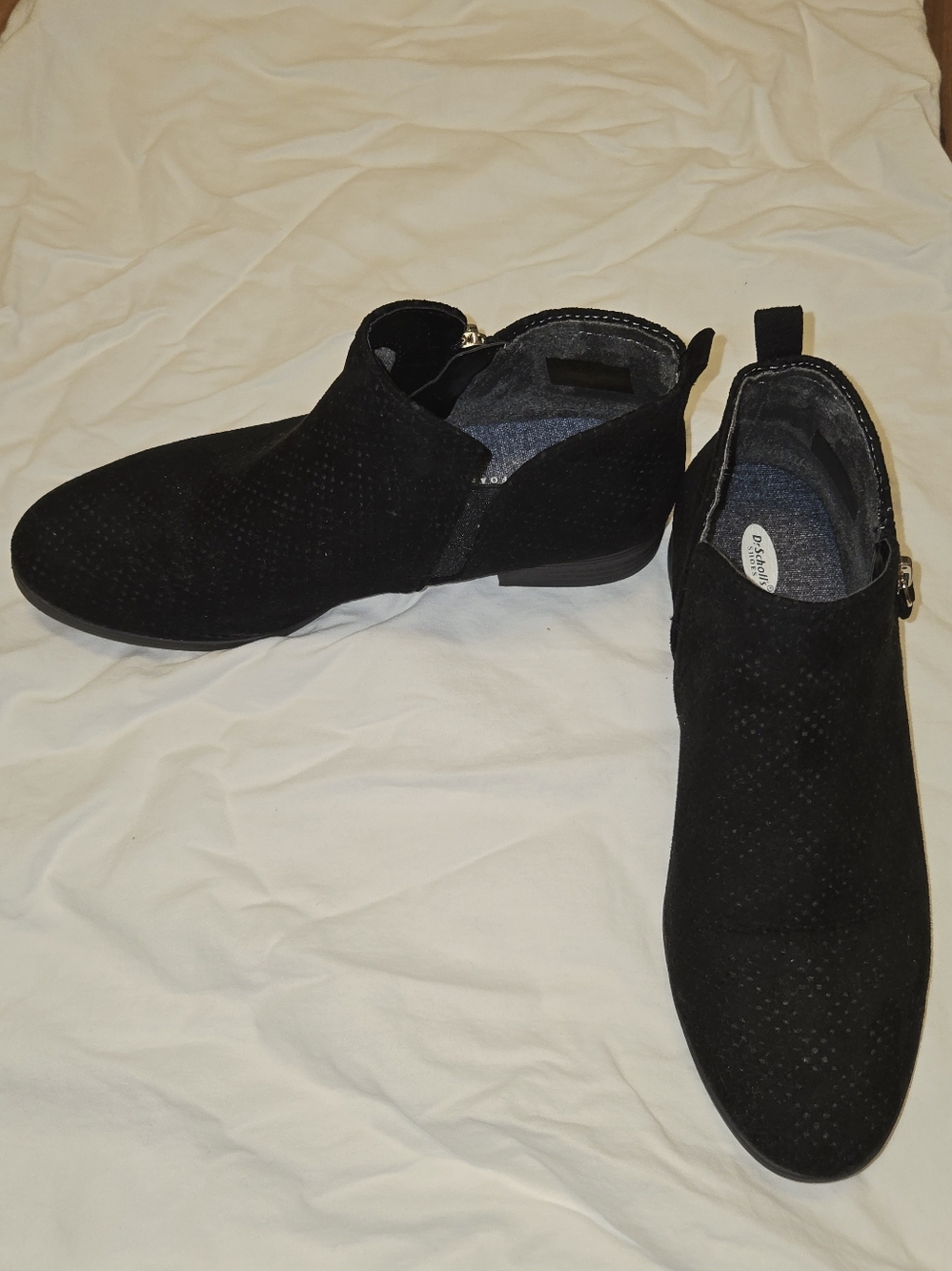 Dr. Scholls Black Suede Ankle Booties with Side Zip
